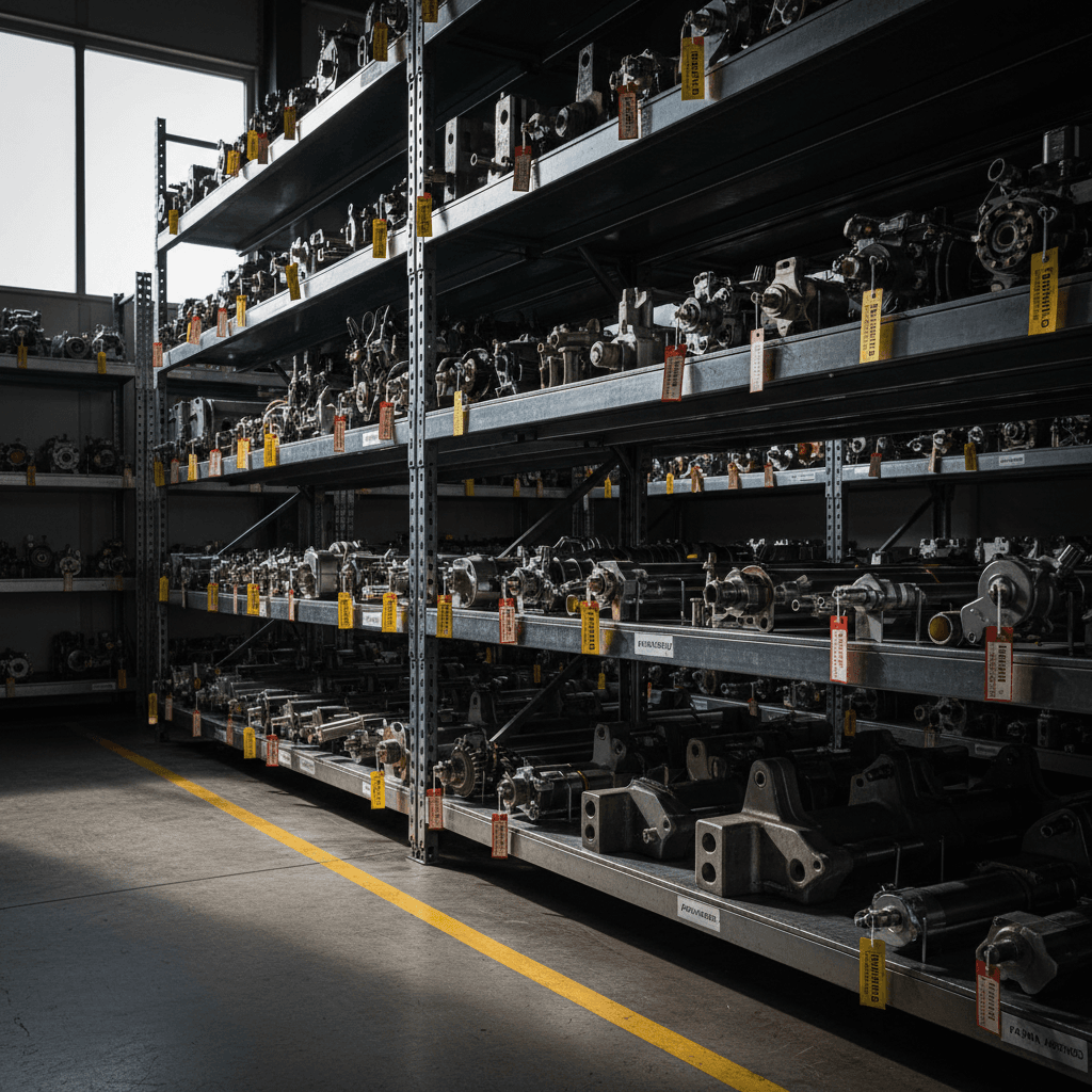 Certified helicopter parts in organized inventory